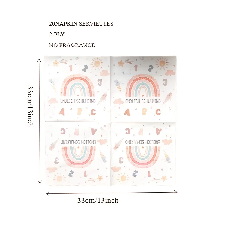 40pcs/20pcs, 33.02*33.02 Cm, Double Layer Pure Wood Pulp Napkins for the Beginning of School, Party Decoration Napkins