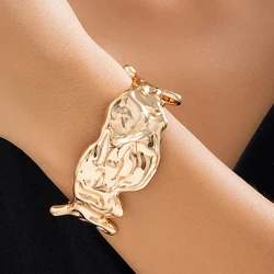 Open Wide Uneven Metal Cuff Bracelet for Women Trendy Charms Bangle on the Hand Accessories 2023 Fashion Jewelry Decoration Gift
