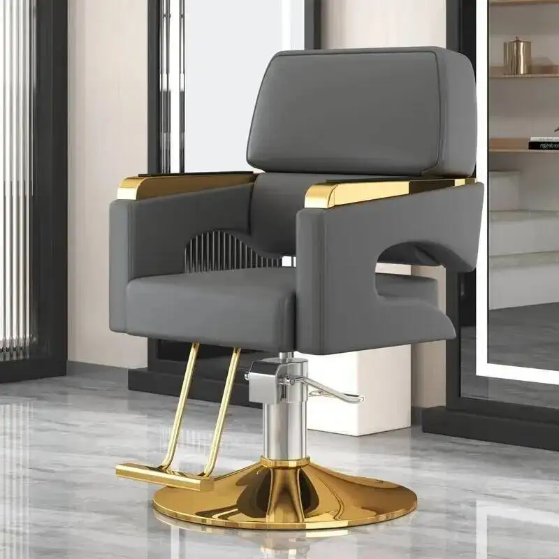 

Personalized Luxury Leather Barbershop Salon Chair Gold Barber Salon Chair Hidraulic Leg Silla De Barbero Commercial Furniture
