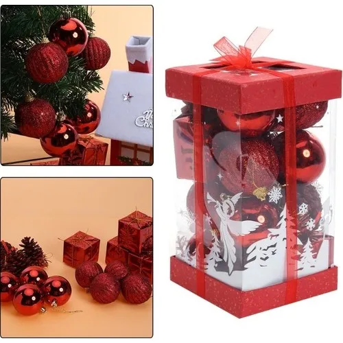 Sezy 20 Pcs Red 4,5 cm Mixed Christmas Tree Decoration Set