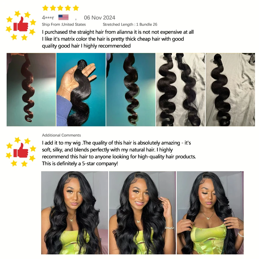 Tissage en lot brésilien naturel Body Wave 36 38 40 pouces, Extensions de cheveux humains pour femmes hair accessories for women perruque livraison