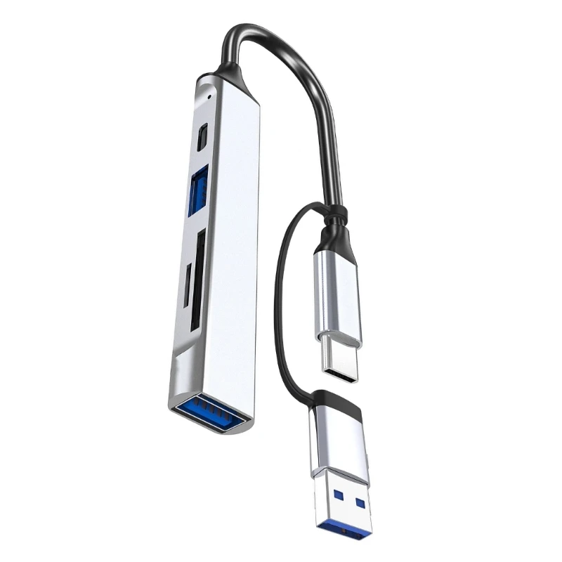 

USB C USB Card Reader 5 in 1 Aluminum USB Hub with Memory Card Reader USB3.0 2.0 601B