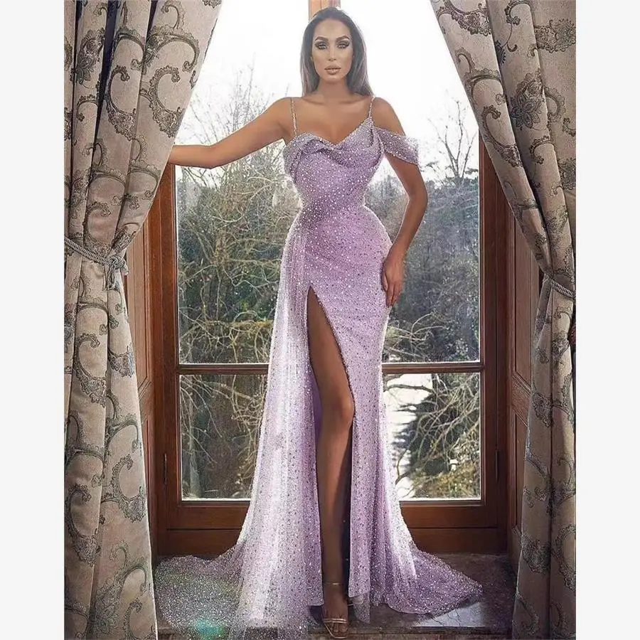 

Сексуальное вечернее платье-футляр с высокой талией и открытыми плечами для женщин, средней длины, А-силуэт, для свадебных торжеств и официальных мероприятий