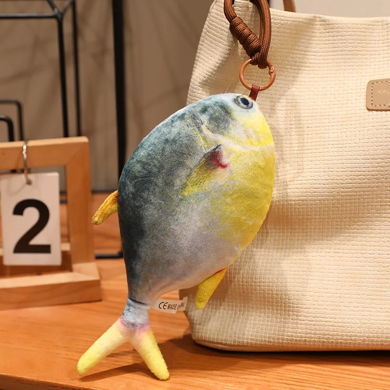 Printed Trout Plush Keyring, 3D Simulation Fish Stuffed Doll, Novelty Fish Bag Hanging Ornament, Cute Plush Key Chain for gifts.