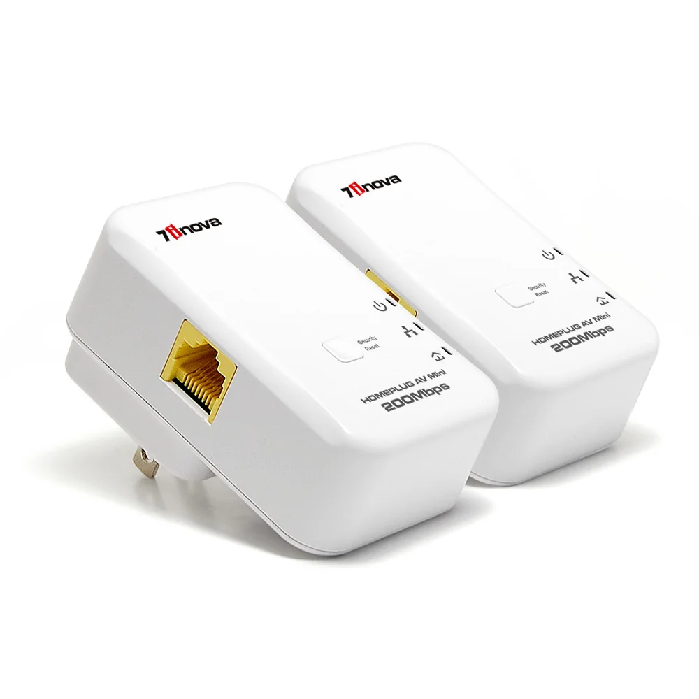 Kit de inicio de adaptador Ethernet Powerline 7inova AV200, adaptadores HomePlug AV, tamaño Mini, Plug & Play