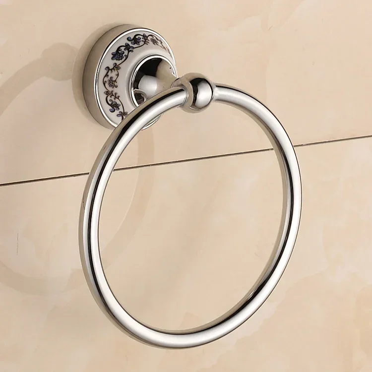 For Bathroom Towel Rack Wall Mounted Towel Ring Stainless Steel Beautifully Carved Base Towel Rack with Polished Finish
