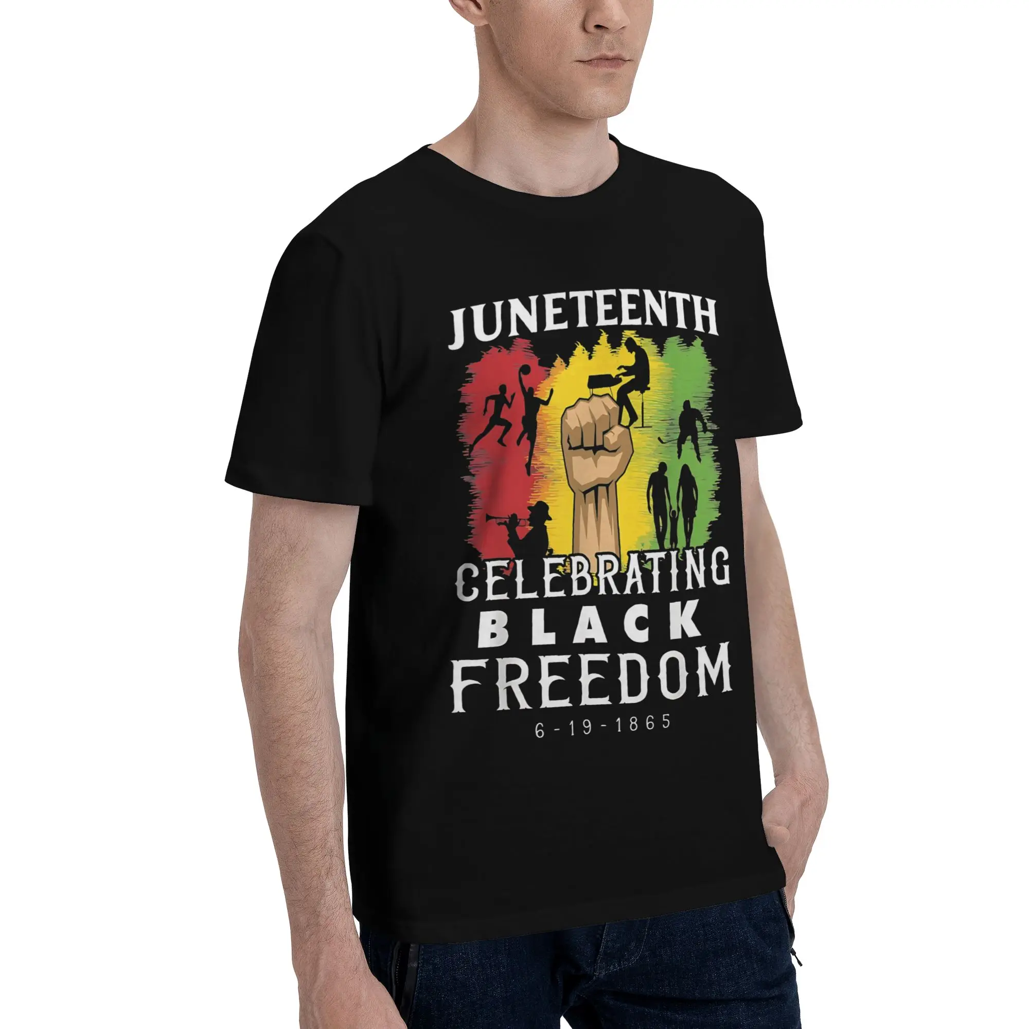 Printed Juneteenth Day 1865 June 19th African American Pride T Shirt for Men Women  Cotton Tee Shirt Short Sleeve Clothing