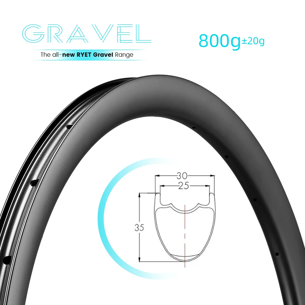 

RYET 700C Carbon RIM 35 мм обод для шоссейного велосипеда гравийный обод высота CX Cyclocross Clincher бескамерный готовый обод аксессуары для велосипедного велосипеда