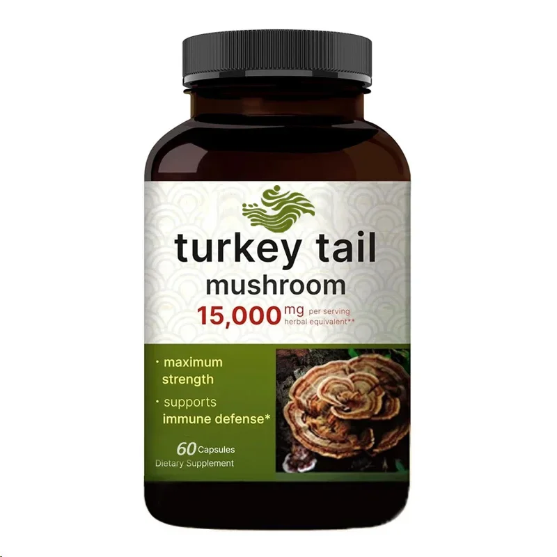 Hongo de cola de pavo 60 cápsulas | | 25:1 Cuerpo de fruta y extracto micelial: suplemento de setas inmune y cerebral