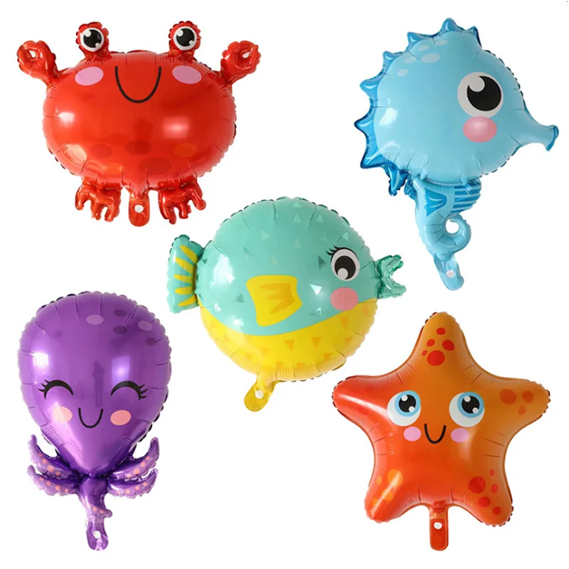 Ocean Animals Balloons Cartoon Fish Balloons Foil Balloons for Boys and Girls Birthday Ocean Themed Party Baby Shower Decoration