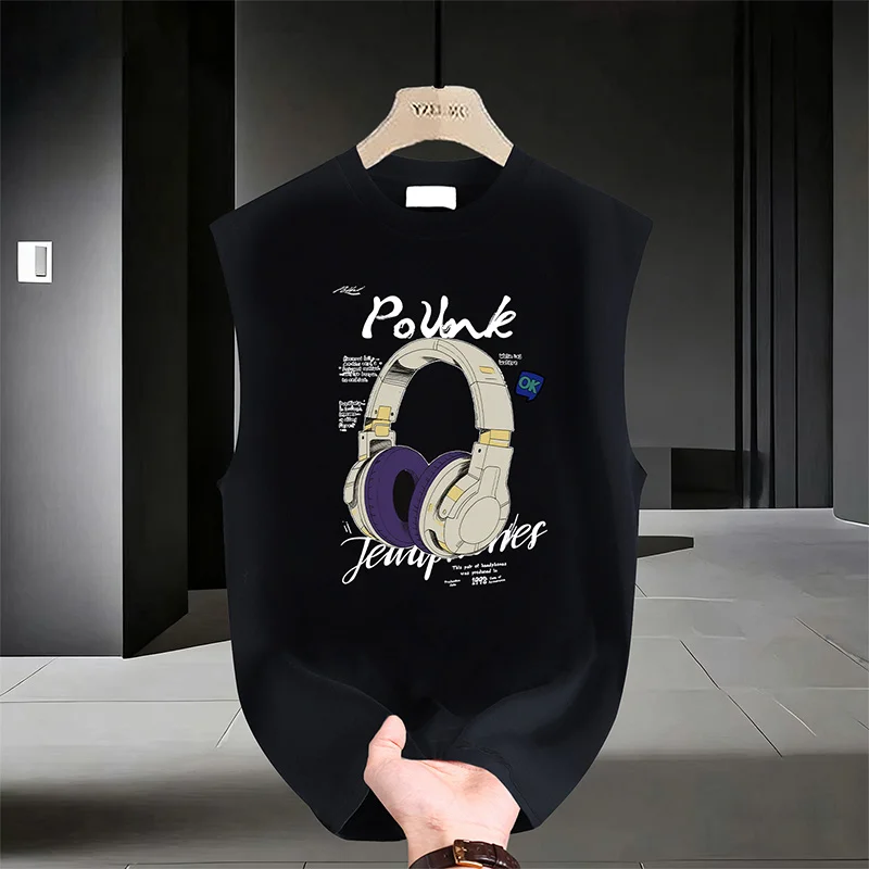 

Мужская модная футболка без рукавов с принтом для бега на открытом воздухе, дышащая, быстросохнущая, универсальная повседневная футболка