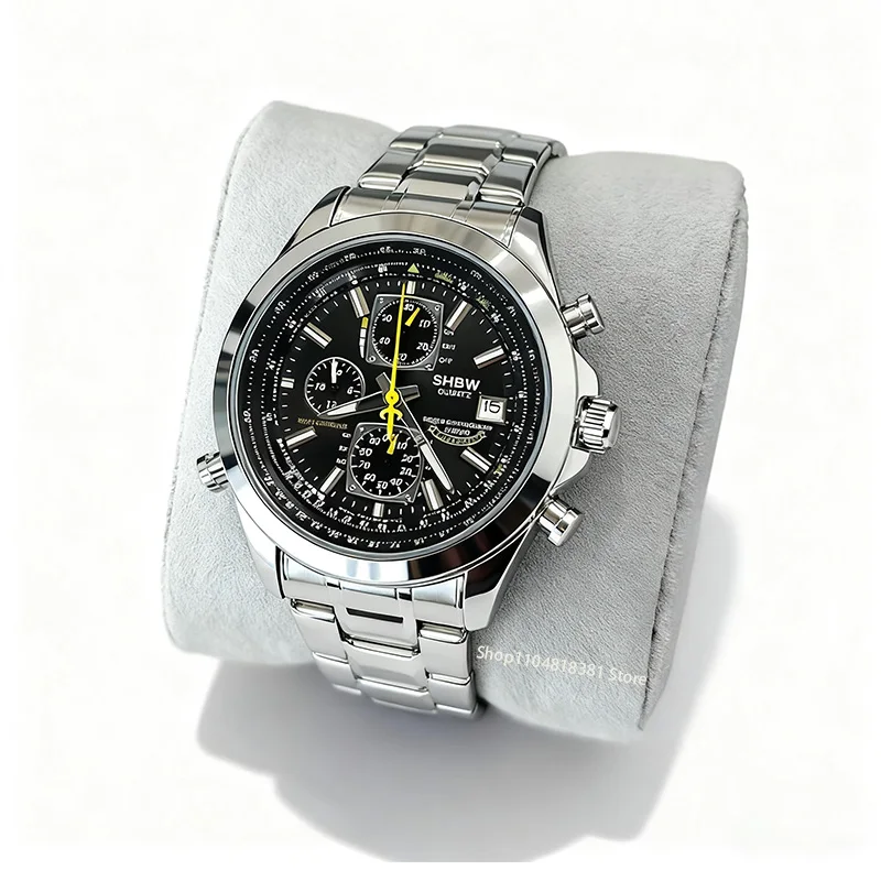 

SHBW Мужские кварцевые наручные часы Роскошные модные светящиеся календари Водонепроницаемые многофункциональные автоматические часы с хронографом из нержавеющей стали