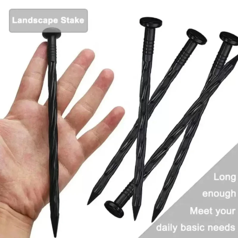 10Pcs Plastic Garden Spiral Stakes Landscape Edging Spikes Lawn Anchors Pegs for Turf Grass Border Edging Barrier Fence Fixing