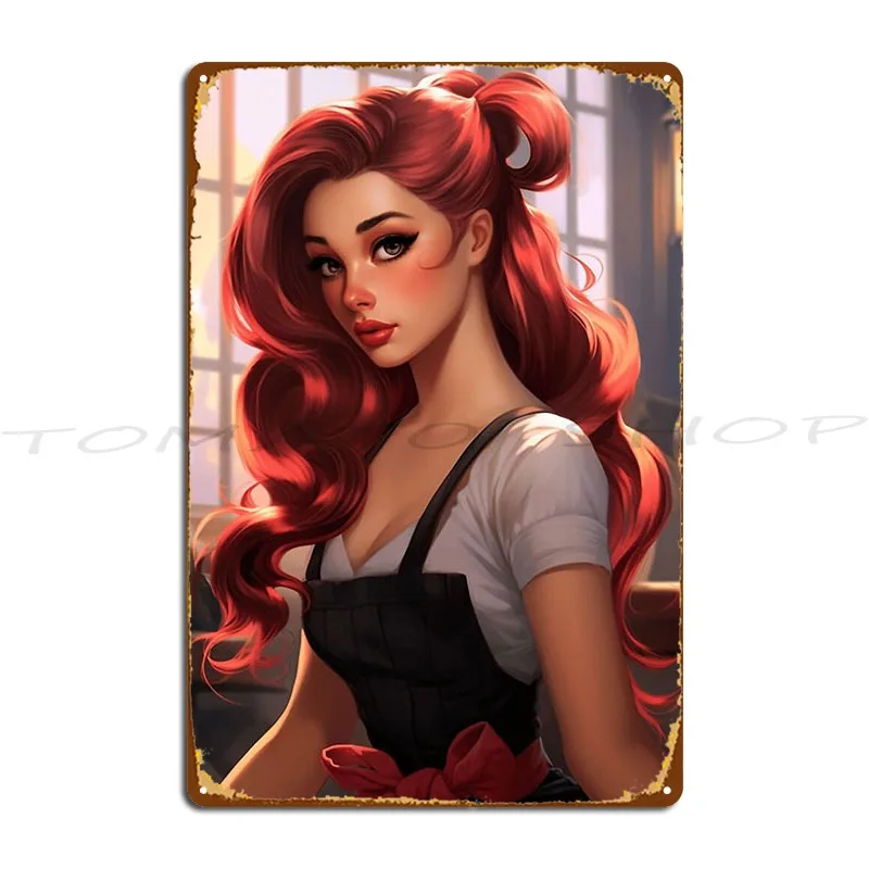 A Vintage Anime Girl Metal Plaque Poster Cinema Bar Plates Retro Personalized Tin Sign Poster