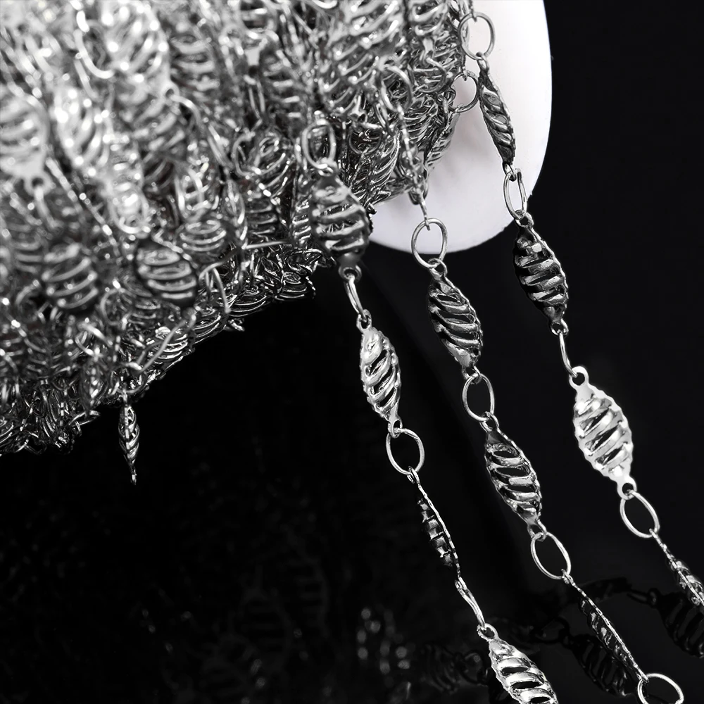 1 Meter New Stainless Steel Mesh Chain Oval Sheet Connecting Chain DIY Necklace Bracelet Body Chain Jewelry Making Supplies