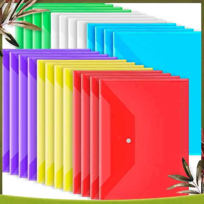 

ABDW-24Pack Plastic Envelopes With Snap Closure, Plastic File Folders For Documents A4 Clear Envelopes Folders,File Bags Easy To