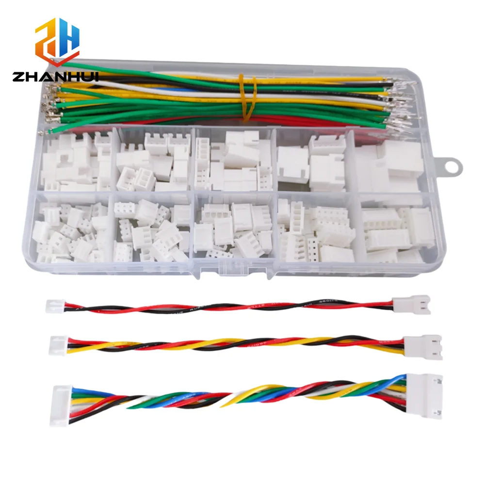 JST XH 2.54mm Pitch Extension Cable Kit (2/3/4/5/6 Pin) - 22AWG Pre-Crimped Silicone Wire Male-Female Housing Adapter