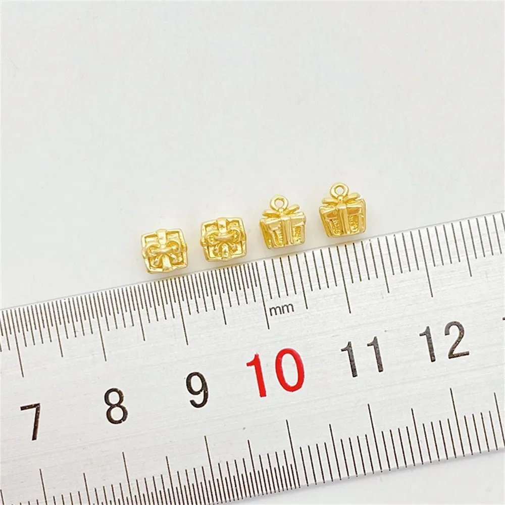 

14K Gold Colored Square Gift Box, Small Pendant Handmade DIY Jewelry, Bracelet, Necklace Material