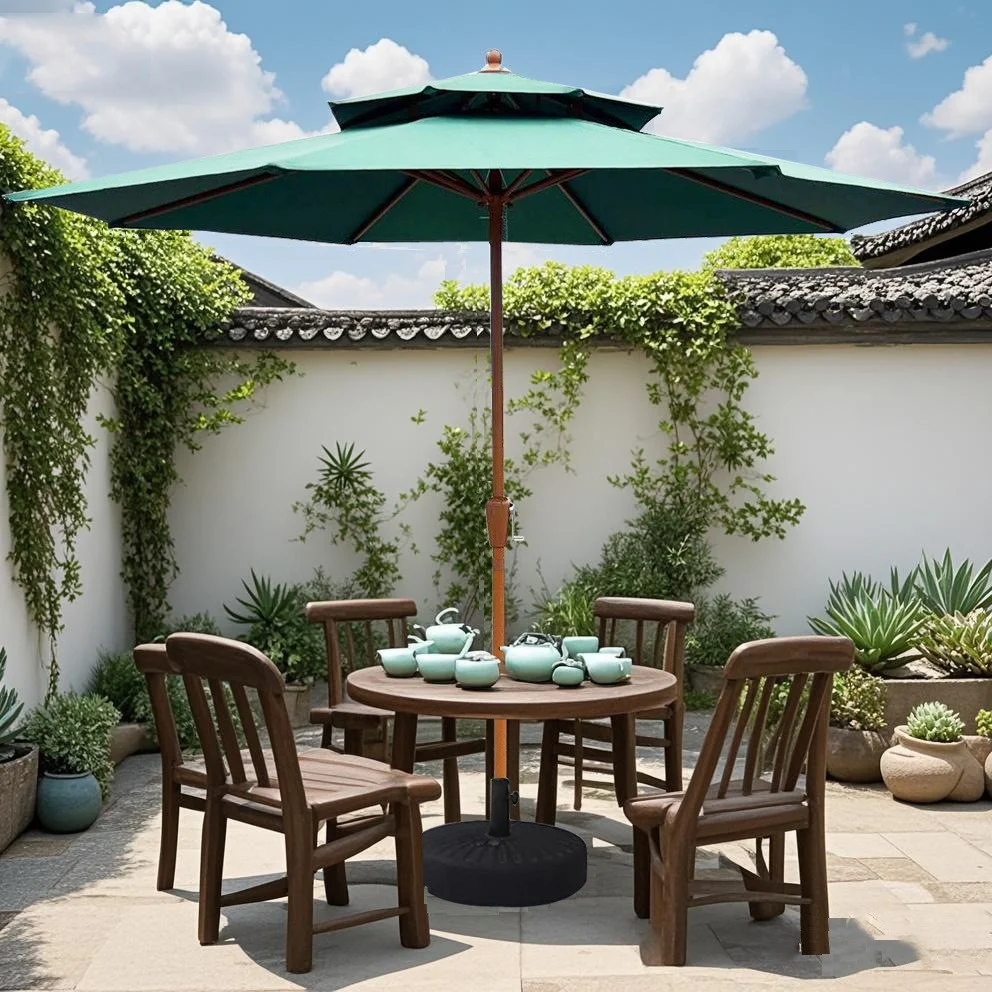 9ft Patio Umbrella Crank Button 8 Sturdy Ribs Waterproof Patio Table Umbrella for Outdoor Poolside Beach
