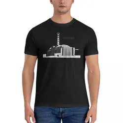 Men Digital Hand Drawn Sketch Illustration Of Silhouette Nuclear Power Plant With Title T Shirt Chernobyl Pure Cotton Clothes