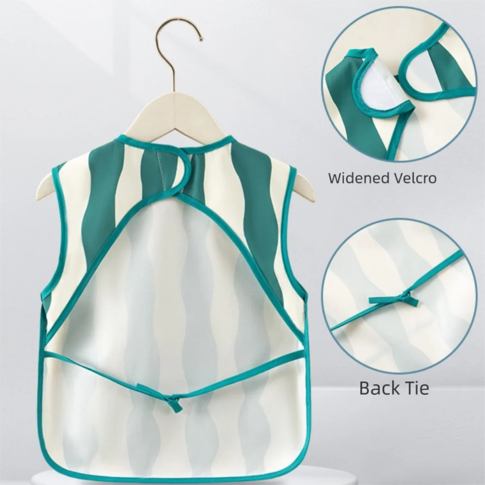 Cute Style Cartoon Pattern EVA Bibs Pocket Design Waterproof Apron with Straps Dirt Proof Waterproof Bibs Lunch Feeding