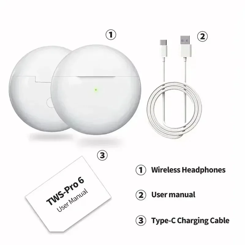 الأصلي الهواء برو 6 TWS سماعات لاسلكية Fone سماعات بلوتوث Mic Pods InEar Earpods Pro6 سماعات أذن رياضية لشاومي
