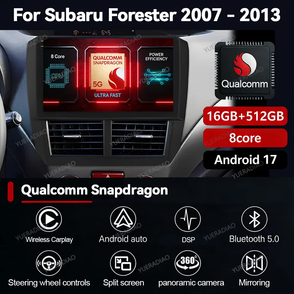 Android 17 Car Radio For Subaru Forester 3 SH 2007 - 2013 For Subaru Impreza GH GE 2007 - 2011 Multimedia Player 4G WIFI NAVI BT