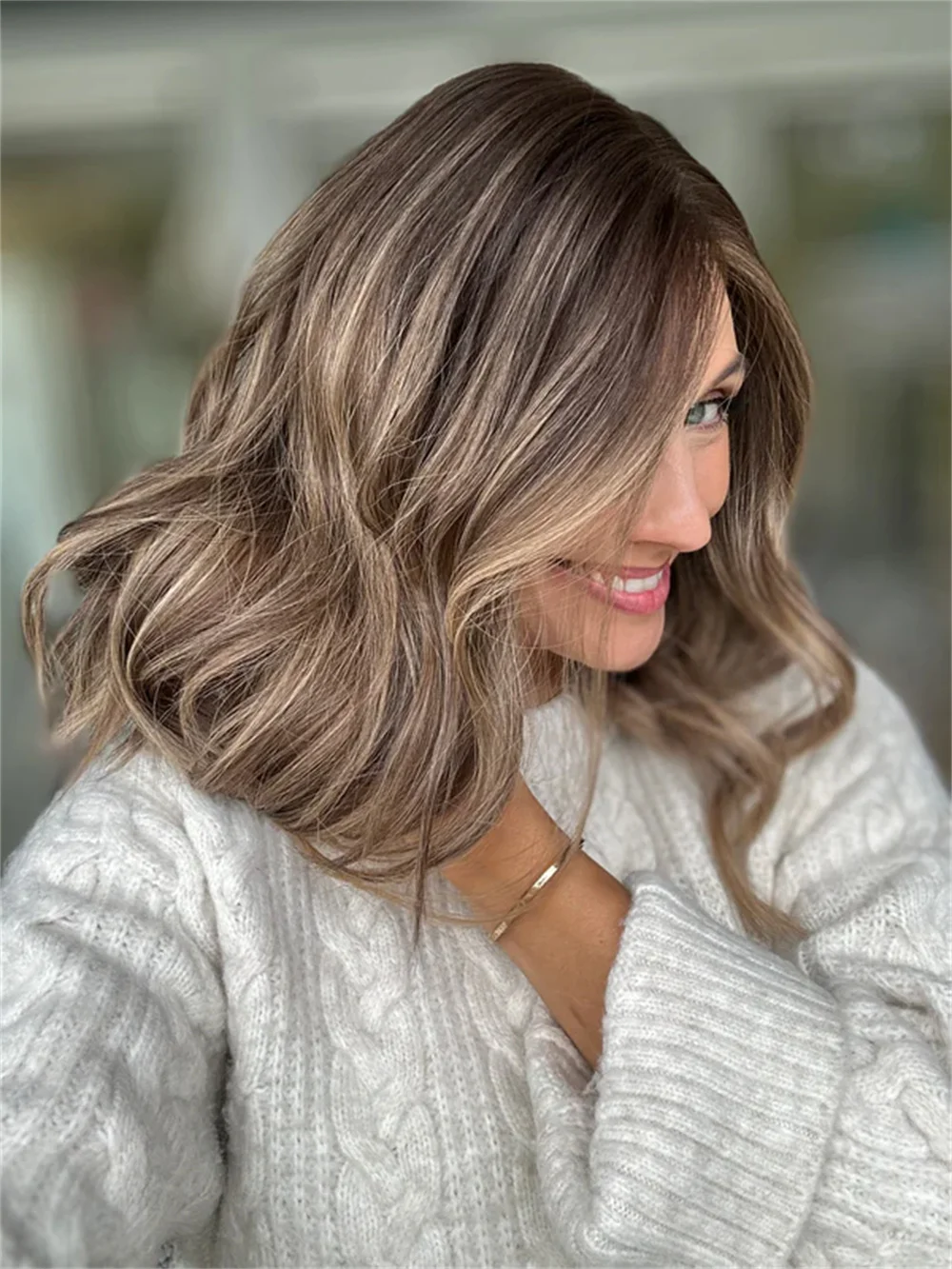 المرأة موجة قصيرة شقراء الباروكات تأثيري استخدام سمراء يسلط الضوء على الاصطناعية الدانتيل شعر مستعار أمامي مزيج الشعر البشري غلويليس شعر مستعار واقعية