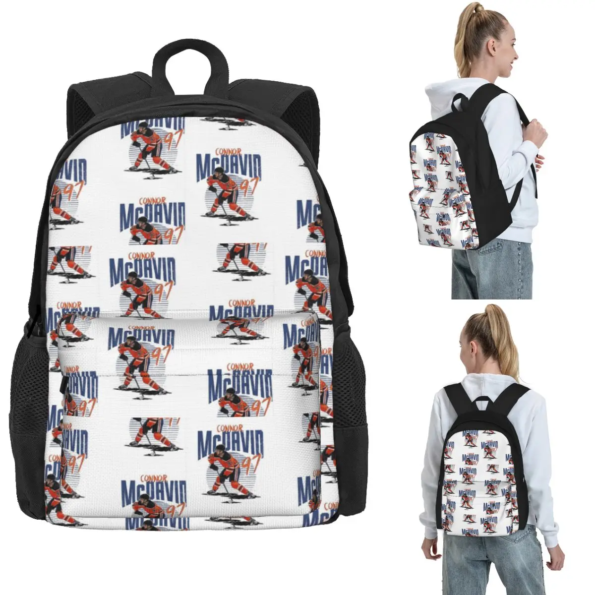 Connor McDavid 97 For Edmonton Oilers Fans Backpack Hot Sale Daypack Large Capacity Kids BookBag School Bag