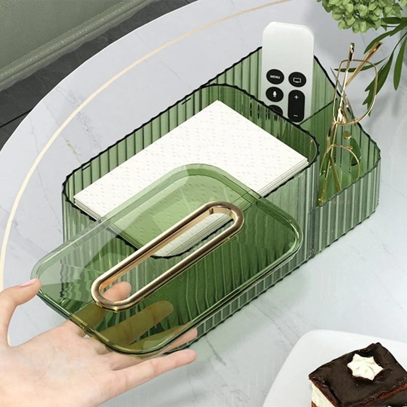 Household Tissue Box Transparent Desktop Tissue Box Pumping Paper Storage Box Living Room Dining Room