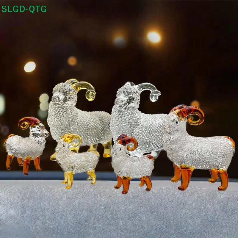 New Crystal Sheep Figurine 2027 Zodiac Sheep Statue Home Desktop Bookshelf Office Ornament Sheep Decor Feng Shui Bring Fortune