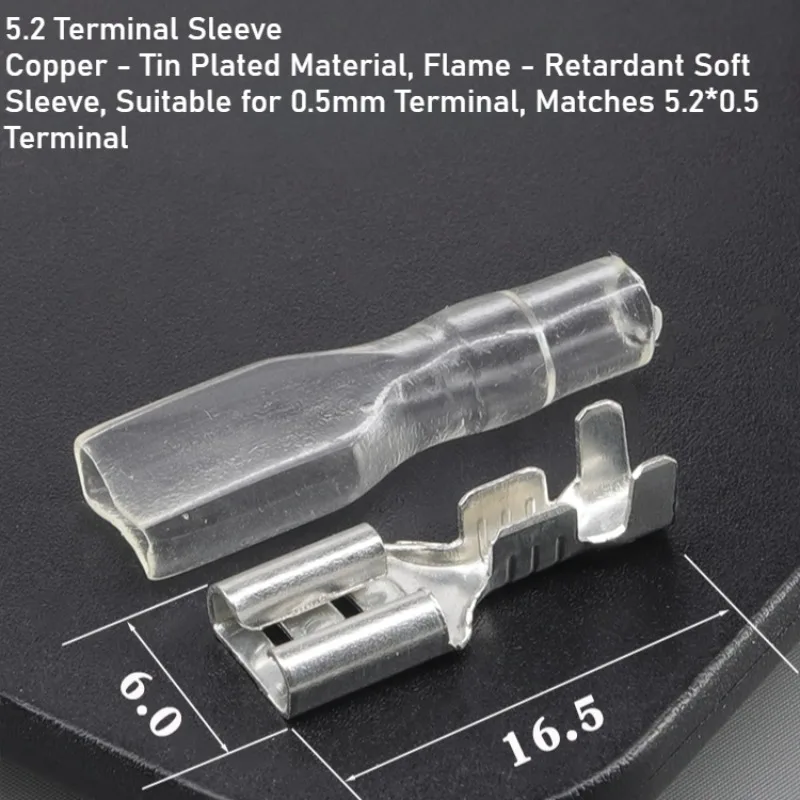 50PCS 5.2 커넥터, 플러그 스프링 냉간 압착 터미널 구리 와이어 이어 5.2 플러그 커넥터 터미널 와이어 커넥터