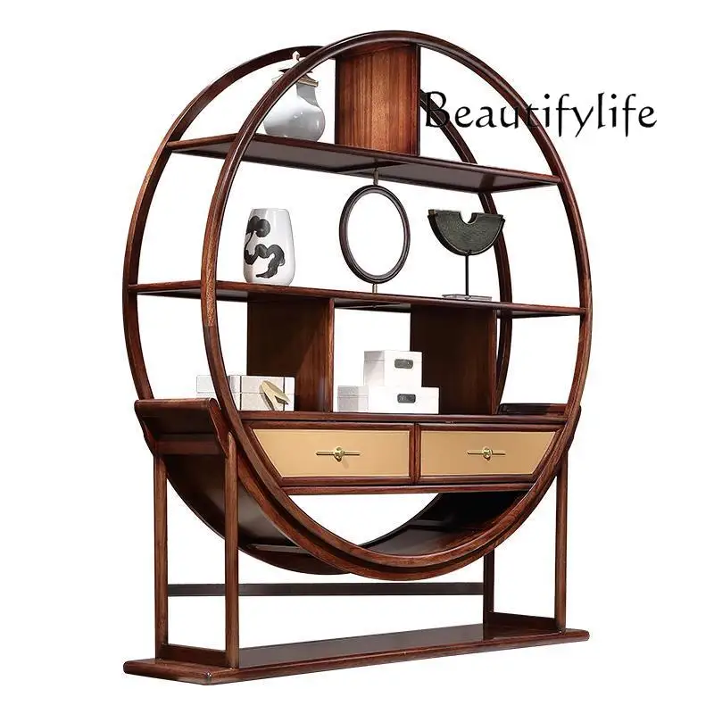 Modern New Chinese Style Ugyen Wood Curio Shelf Decoration Storage Bookshelf Wine Cabinet National Fashion Furniture