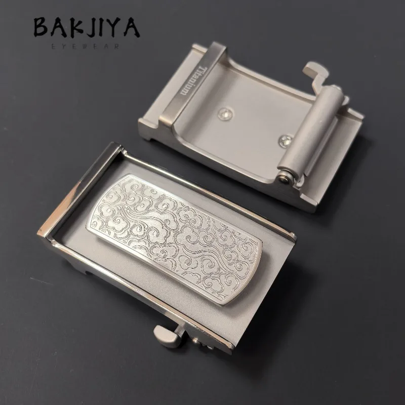 

New Men's Business Pure Titanium Belt Buckle 3.5cm Genuine Leather Casual Suit Inner Wear Design Automatic Buckle Waist Band