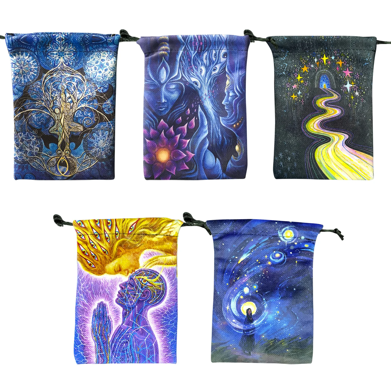 13x18cm Witch Constellation Energy Crystal Storage Bag Star Gift Drawstring Bag High-end Jewelry Velvet Tarot Card Storage Bag