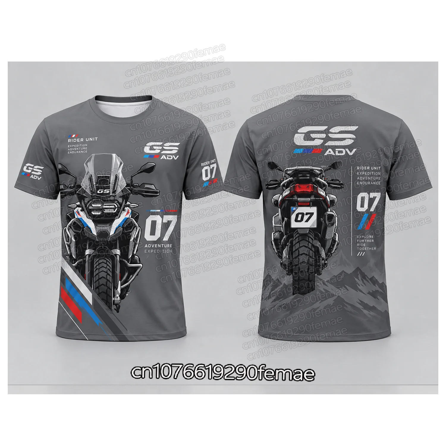Motorcycle GS ADV Rally Print T-Shirt Men's Short Sleeve Summer Motocross Off-Road Riding Apparel Rider Unit 07 Graphic Top