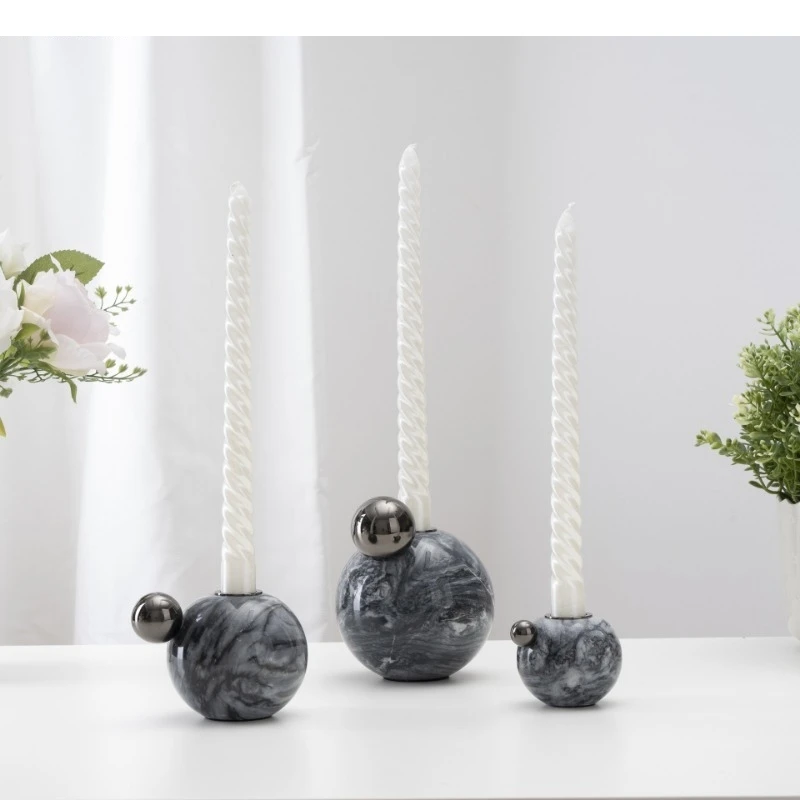 Spherical Marble Candlestick Restaurant Candlelight Dinner Romantic Decoration Ornament Home Art