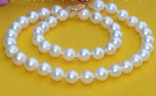 

Real Photo AAAAA 9-10mm South Sea Genuin White Pearl Necklace 18" 14K p fine jewelry jewelryJewelry Making