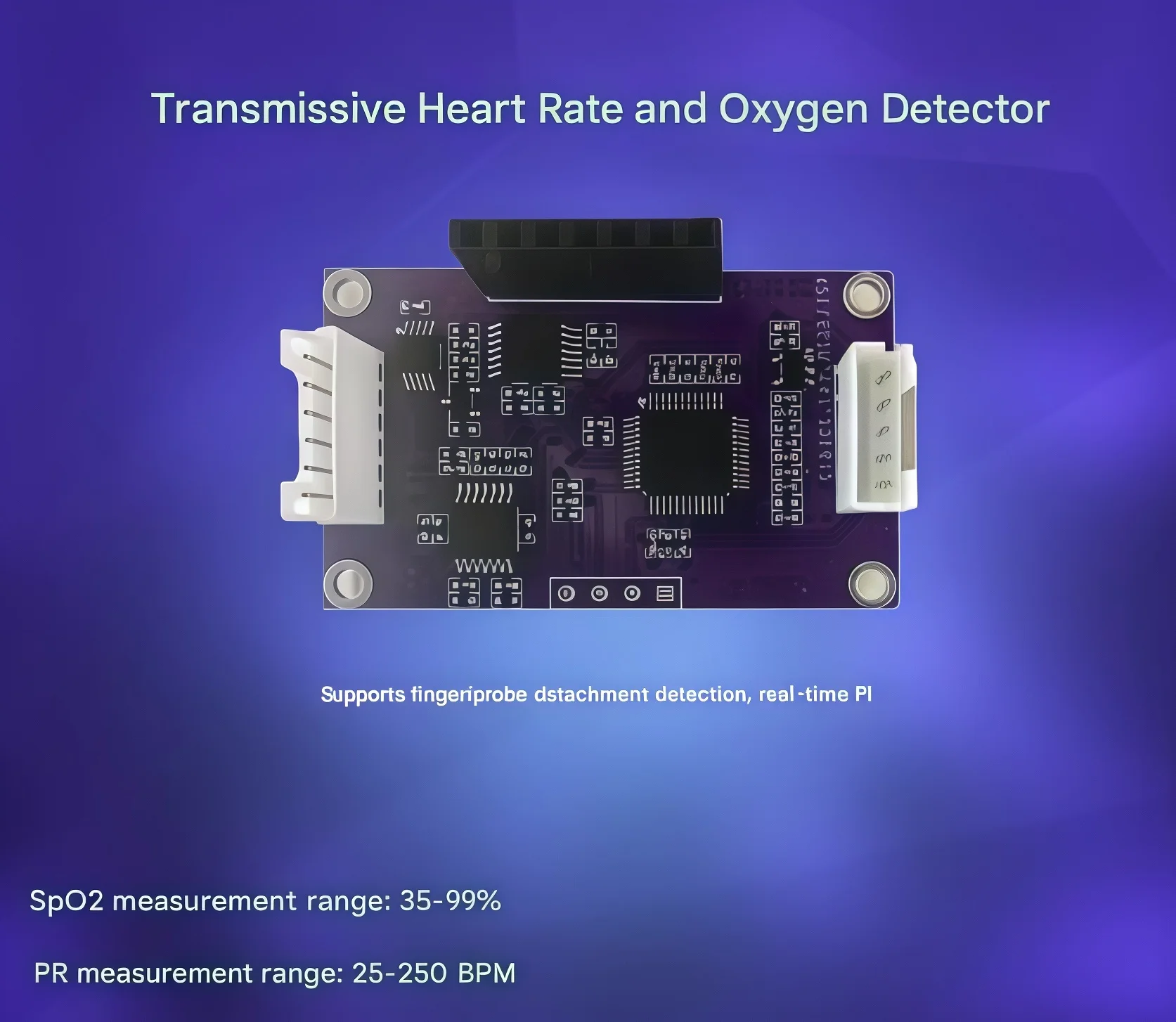 M235 blood oxygen acquisition module displays heart rate, blood oxygen saturation, and PI values ​​in real time, and support