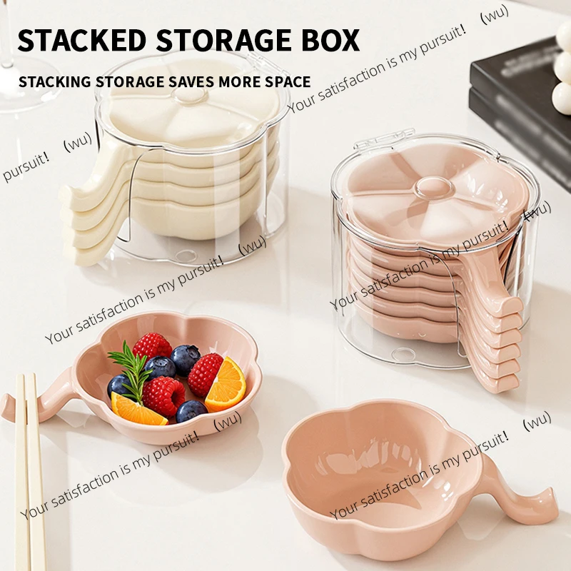 4/6pcs Dipping Dish, High Aesthetic Plastic Dish, Cute Flower Dish, Seasoning Flavored Dipping Sauce Dish With Storage Box