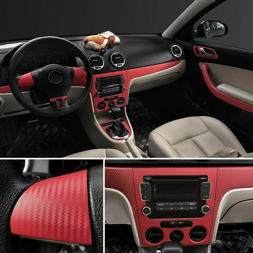 ملصق سيارة عملي جديد عالي الجودة أجزاء لوحة قوالب الفينيل الأحمر 1 قطعة ملحقات ألياف الكربون الخارجي #6