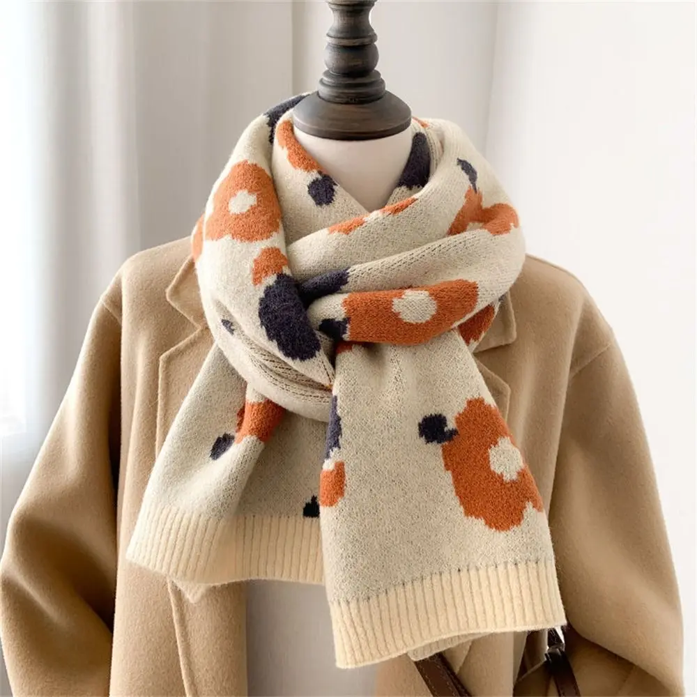 

Cute Winter Warm Wool Scarf Thick Elastic Knitted Scarves Bandana for Women Female