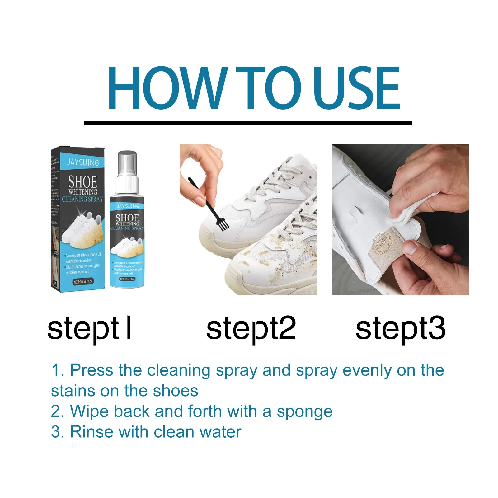 White Shoes Cleaner Spray with Brush Shoe Stain Yellow Edge Remover Sneakers Shoes Polish Cleaning Whitening Shoes Cleaner Kit