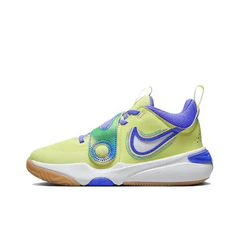 Nike's New Cushioning, Wear-Resistant, Lightweight Training Women's Basketball Shoes, Air Zoom Crossover Comfortable and Supportive Mid-Top Basketball Shoes, Yellow and Blue Color Scheme, Eye-Catching and Versatile Casual Basketball Shoes, Essential for Youth Courts, Fn6676-300