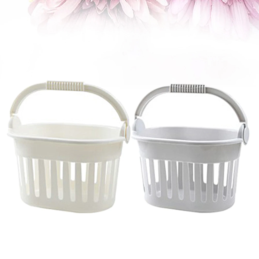 

2pcs Bathroom Storage Basket Large Capacity Organizer Kitchen Saving Fruit Shampoo Container