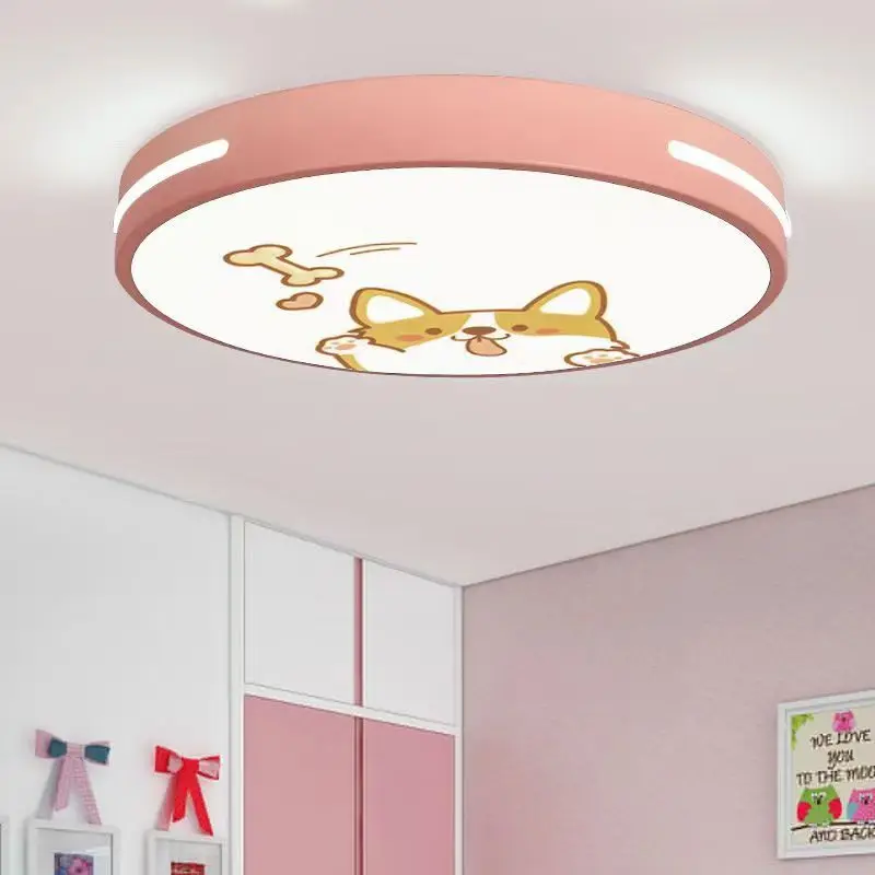 Macaron LED Ceiling Lights Modern Boys Girls Bedroom Lamps Cute Dog Cat Dinosaur Cartoon Lamp for Children\'s Room Indoor Decora