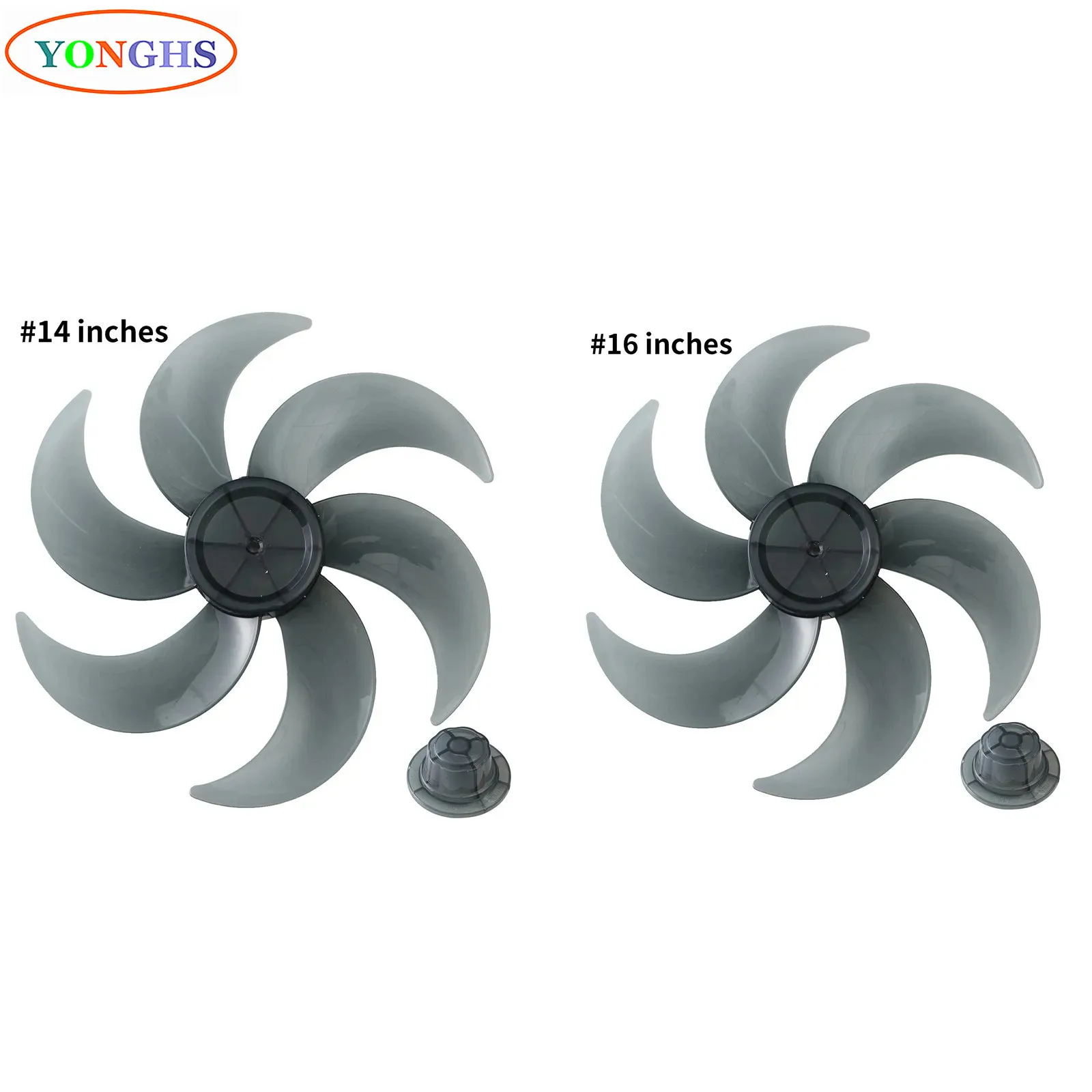 14/16 Inch 5/6 Leaves Plastic Household Fan Blades with Nut Cover for Standing Pedestal Fan Table Fanner General Accessories