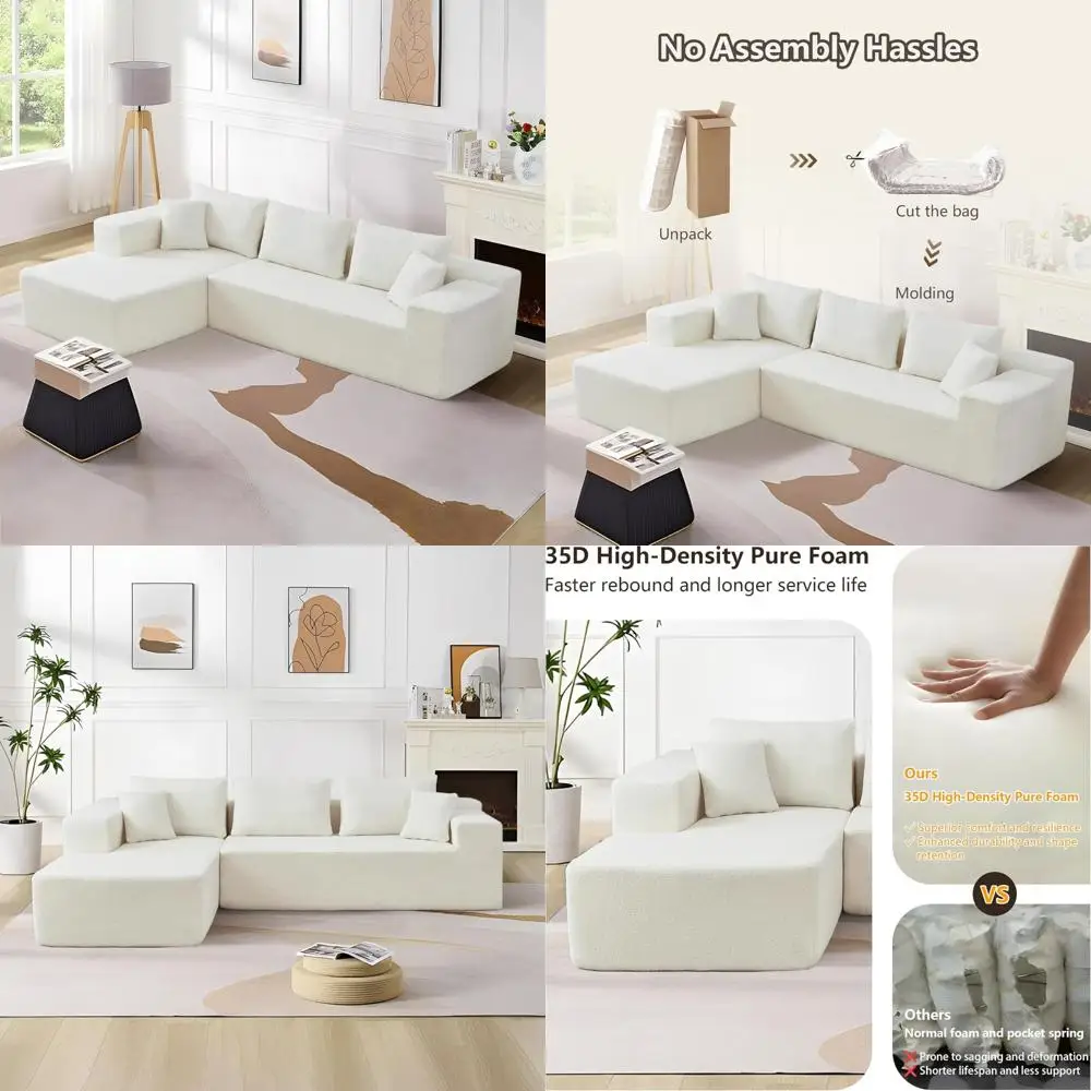 أريكة حديثة مقطعية على شكل حرف L مع صالة تشيس، أريكة زاوية مريحة من قماش امبسوول، منجدة للاسترخاء