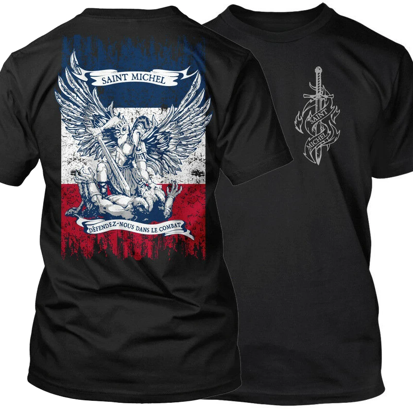 St.New 100% Cotton Short Sleeve O-Neck T-shirt  Michael The Archangel Defend Us In The Battle T Shirt Casual Mens Top Crewneck