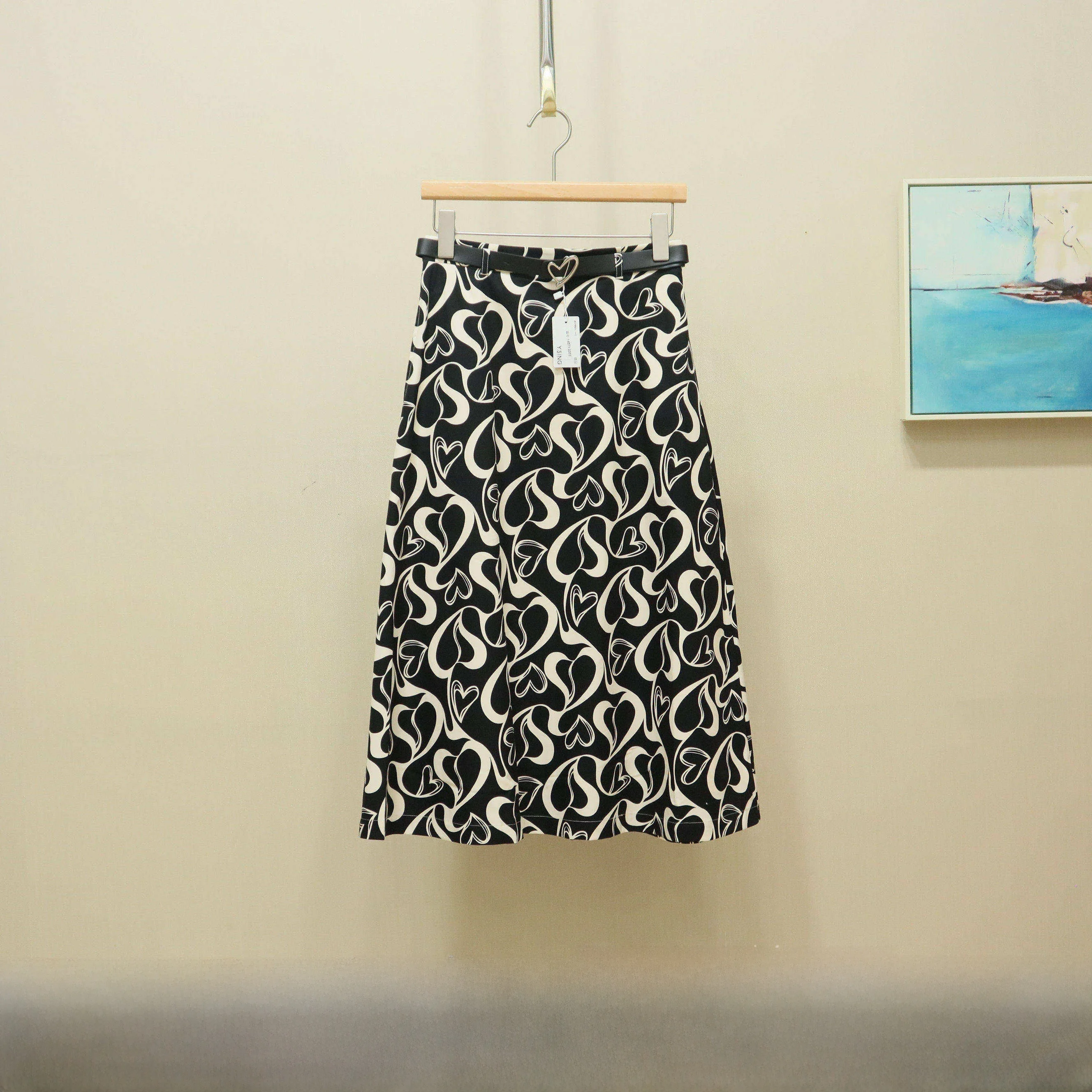 

Весенняя юбка с цветочным принтом, высокая талия, А-силуэт, хлопок, повседневная, свободного кроя, для офиса, женская модная юбка